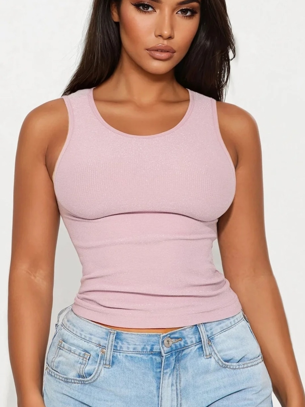 Fashion Nova Light Pink Ribbed Tank Top